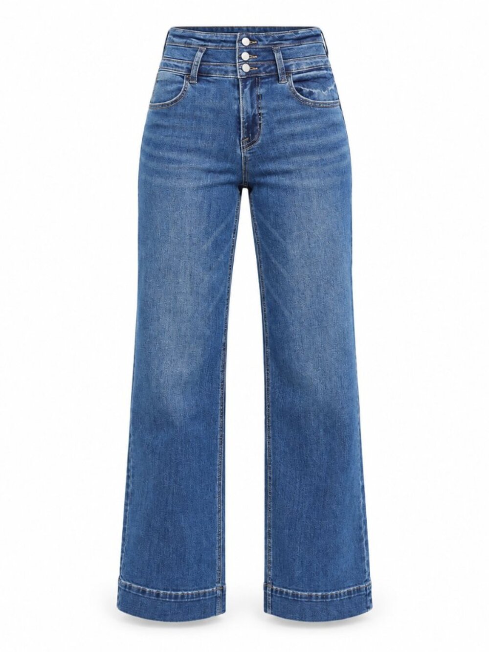 RISEN High Rise Wide Leg Waist Detail Jeans New | 1